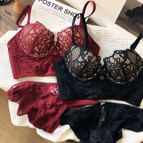 Sheer lace honeymoon Bra set