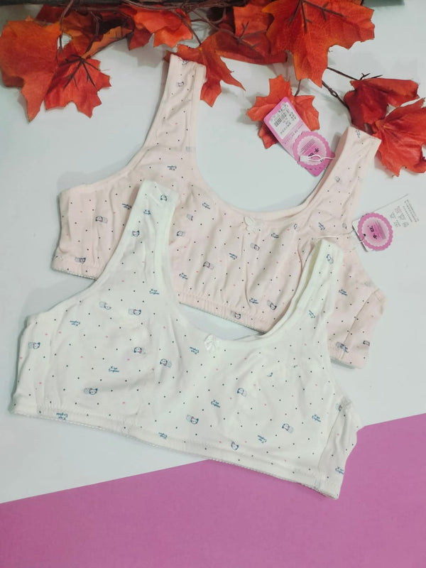 Double Linned Non Wired Bella Teen Bra Without hook clousure (Pack of 2)