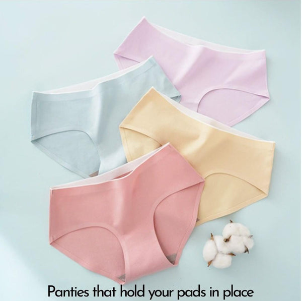 PACK OF 4 ANTI SLIP COTTON PANTY WITH BACTERIOSTATIC COTTON CROTCH